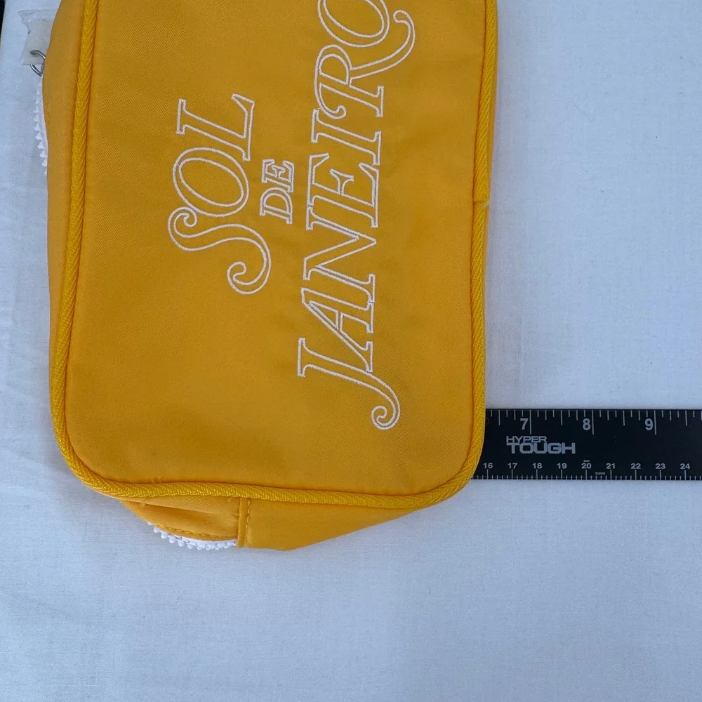 Sol de Janeiro Sunshine Yellow Makeup Bag Embroidered Nylon Travel Case New!